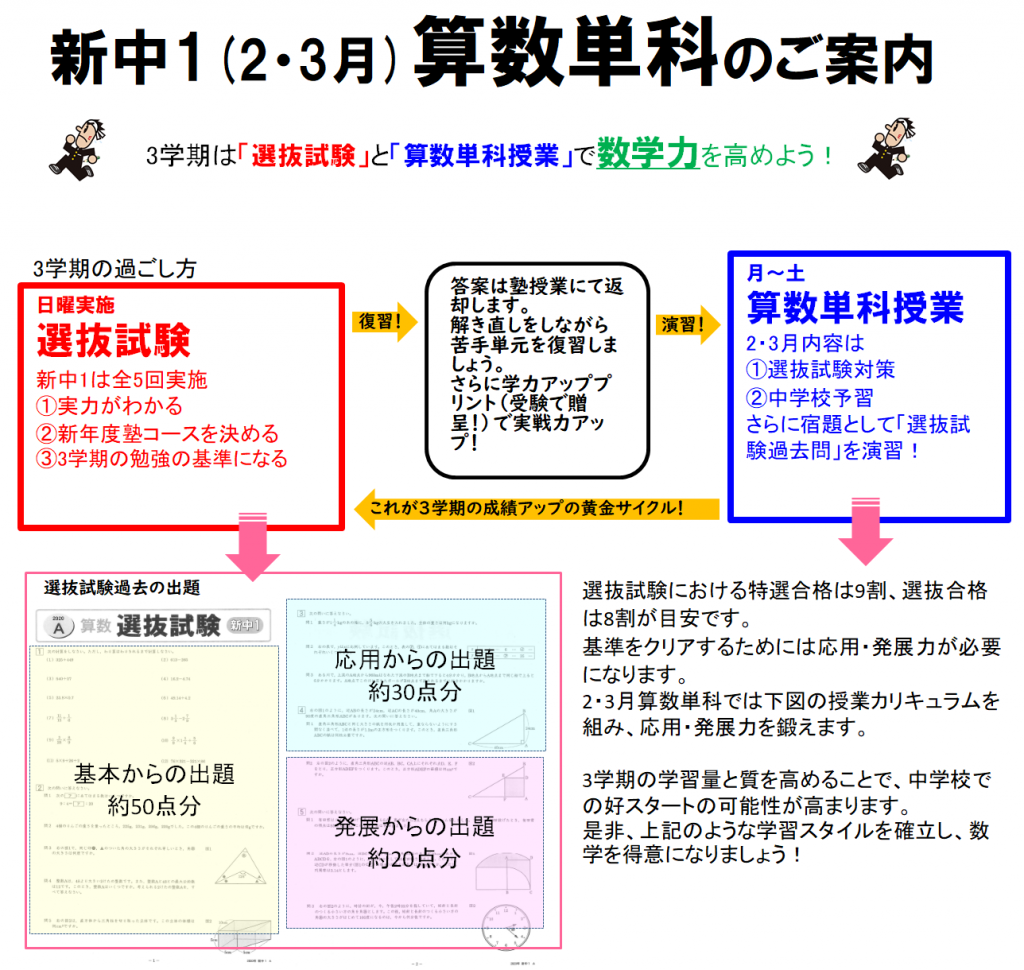 新中1 中学進学準備講座 算数単科 のお知らせ 旭川練成会 新中1 中学進学準備講座 算数単科 のお知らせ 旭川練成会
