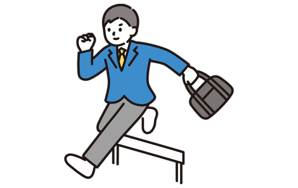 ハードルを飛び越える少年