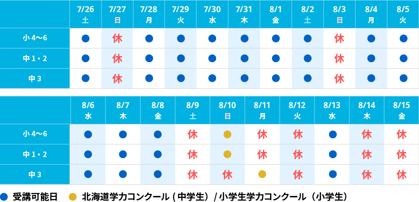 2025夏期個別スケジュール