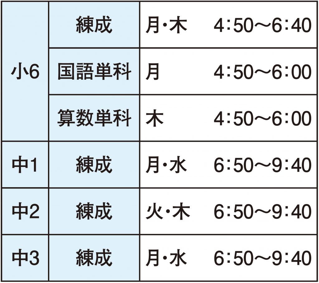 巴スクール時間割 函館の学習塾 函館練成会 巴スクール時間割 函館の学習塾 函館練成会