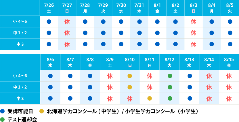 2025夏期個別スケジュール