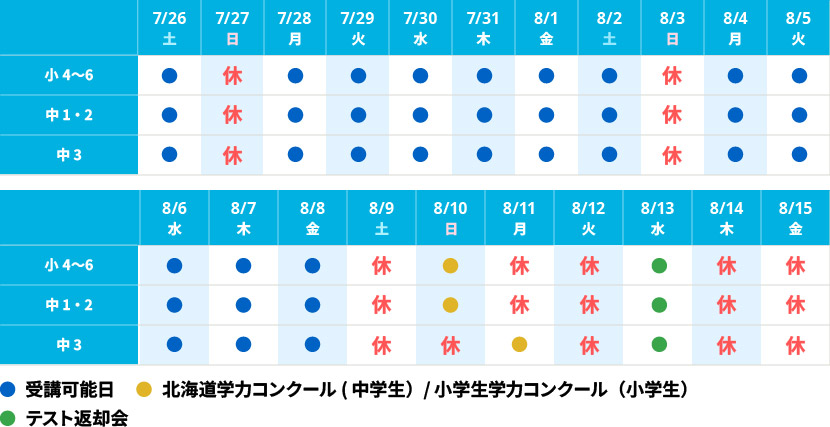 2025夏期個別スケジュール