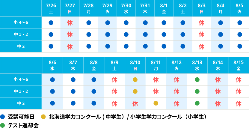 2025夏期個別スケジュール