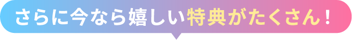 さらに今なら嬉しい特典がたくさん！