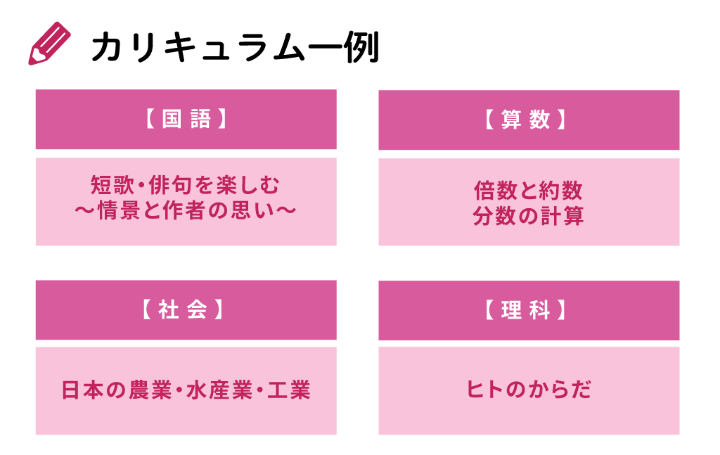練成会 冬期講習会｜小学生カリキュラム例